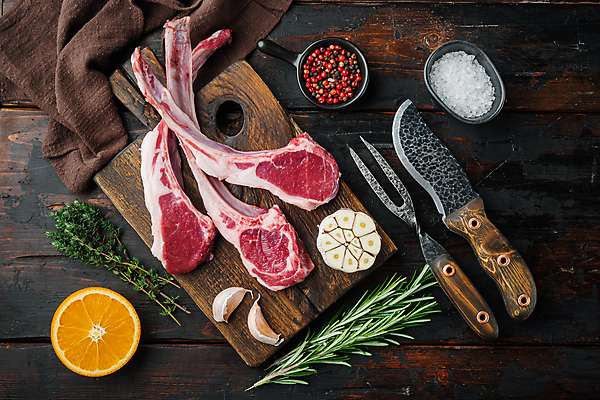 포토 JPG 해외이미지 음식 실내 생고기 육류 사람없음 신선 칼 날것 양고기 양갈비 해외포토 식재료 내부 파일형식 이미지허브