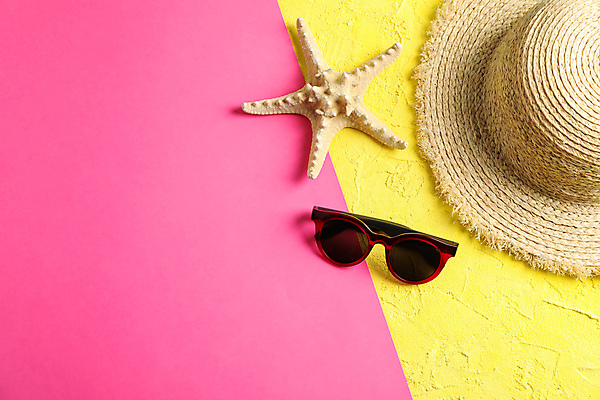 포토 JPG 해외이미지 스튜디오촬영 불가사리 사람없음 선글라스 오브젝트 밀짚모자 카피스페이스 해외포토 모자_잡화 안경 극피동물 실내 공백 파일형식 이미지허브 이미지허브