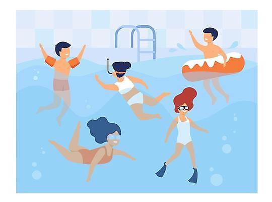 EPS 해외이미지 전신 여자 남자 수영복 어린이 일러스트 물놀이 수영장 소년 여러명 여름휴가 손들기 수영 물안경 잠수 튜브 어린이만 해외일러스트 옷 다수 모션 놀이 휴가 사람 수상스포츠 수영용품 파일형식 벡터 여름_계절 이미지허브