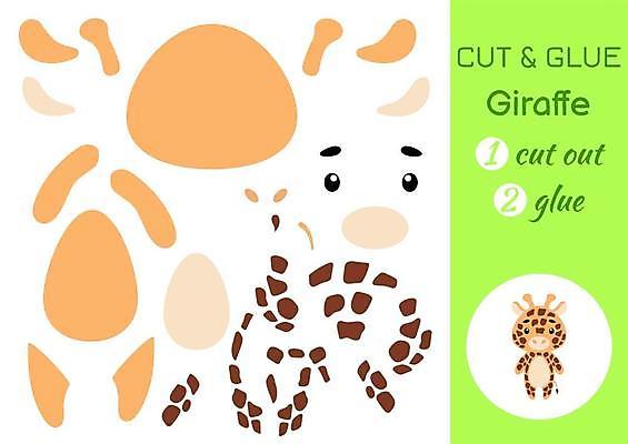 EPS 해외이미지 어린이교육 종이 조각 동물캐릭터 일러스트 놀이 사람없음 페이퍼아트 자르기 기린 학습지 붙이기 해외일러스트 일러캐릭터 동물 캐릭터 교육 포유류 모션 교재 파일형식 벡터 이미지허브