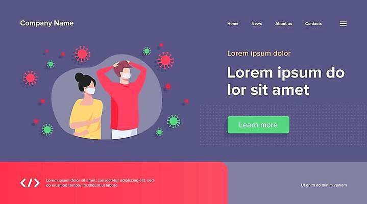 EPS 해외이미지 템플릿 여자 남자 일러스트 마스크 상반신 성인 두명 바이러스 위험 공포 감염 충격 긴장 불안감 소셜 성인만 해외일러스트 감정 컨셉 사람 파일형식 벡터 이미지허브