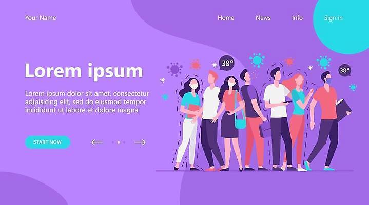 EPS 해외이미지 전신 템플릿 여자 남자 일러스트 마스크 여러명 성인 그룹 바이러스 군중 위험 감염 고열 성인만 확진 코로나바이러스 확진자 델타변이바이러스 해외일러스트 다수 컨셉 의학 사람 온도 파일형식 벡터 이미지허브