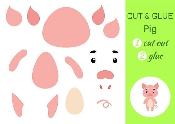 EPS 해외이미지 어린이교육 종이 조각 동물캐릭터 일러스트 놀이 사람없음 돼지 페이퍼아트 자르기 학습지 붙이기 해외일러스트 일러캐릭터 동물 캐릭터 교육 포유류 모션 교재 파일형식 벡터 이미지허브