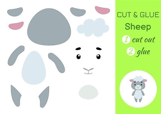 EPS 해외이미지 어린이교육 종이 조각 동물캐릭터 일러스트 놀이 사람없음 양 페이퍼아트 자르기 학습지 붙이기 해외일러스트 일러캐릭터 동물 캐릭터 교육 포유류 모션 교재 파일형식 벡터 이미지허브