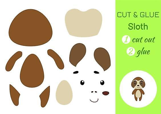 EPS 해외이미지 어린이교육 종이 조각 동물캐릭터 일러스트 포유류 놀이 사람없음 페이퍼아트 자르기 학습지 나무늘보 붙이기 해외일러스트 일러캐릭터 동물 캐릭터 교육 모션 교재 파일형식 벡터 이미지허브