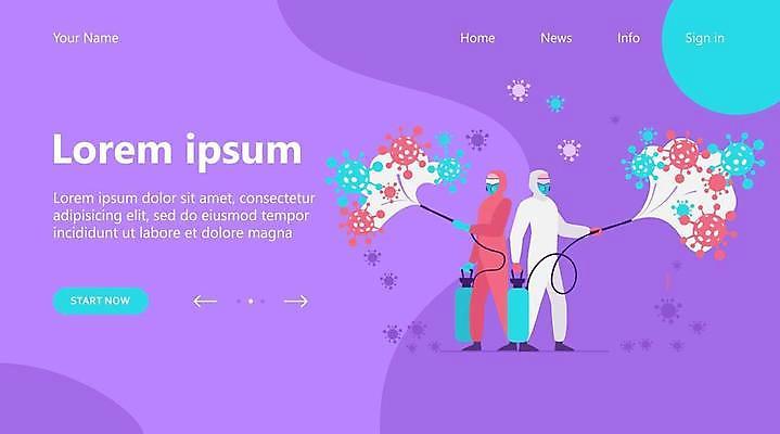 EPS 해외이미지 전신 템플릿 일러스트 성인 두명 바이러스 위생 방역 성인만 방역복 방역사 클린존 방역기 해외일러스트 직업 옷 사람 파일형식 벡터 이미지허브