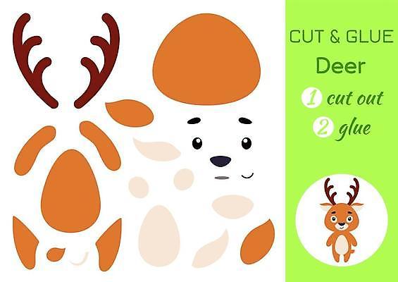 EPS 해외이미지 어린이교육 종이 조각 동물캐릭터 일러스트 놀이 사슴 사람없음 페이퍼아트 자르기 학습지 붙이기 해외일러스트 일러캐릭터 동물 캐릭터 교육 포유류 모션 교재 파일형식 벡터 이미지허브