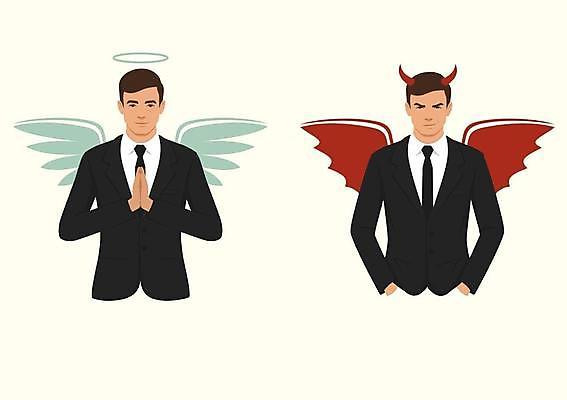 EPS 해외이미지 모양 캐릭터 디자인 남자 종교 컨셉 일러스트 비즈니스 성공 노동자 천사 뿔 사람 정장 그래픽 거래 최고 비즈니스맨 플랫 성자 선택 악마 만화 충돌 심볼 사인 경영자 꼬리 신성 천국 나쁜 고립 윤리 지옥 천진난만 해외일러스트 일러캐릭터 직업 옷 직장인 리더 파일형식 벡터 이미지허브