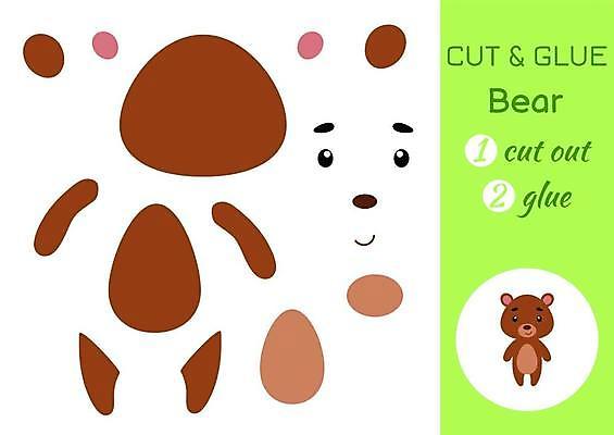 EPS 해외이미지 어린이교육 종이 조각 동물캐릭터 일러스트 곰 놀이 사람없음 페이퍼아트 자르기 학습지 붙이기 해외일러스트 일러캐릭터 동물 캐릭터 교육 포유류 모션 교재 파일형식 벡터 이미지허브