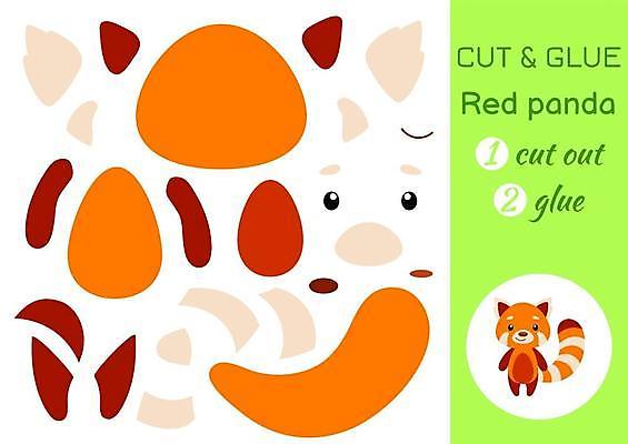 EPS 해외이미지 어린이교육 종이 조각 동물캐릭터 일러스트 놀이 사람없음 페이퍼아트 자르기 학습지 레서판다 붙이기 해외일러스트 일러캐릭터 동물 캐릭터 교육 포유류 모션 교재 파일형식 벡터 이미지허브