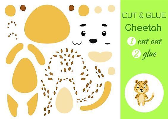 EPS 해외이미지 어린이교육 종이 조각 동물캐릭터 일러스트 놀이 사람없음 페이퍼아트 자르기 치타 학습지 붙이기 해외일러스트 일러캐릭터 동물 캐릭터 교육 포유류 모션 교재 파일형식 벡터 이미지허브