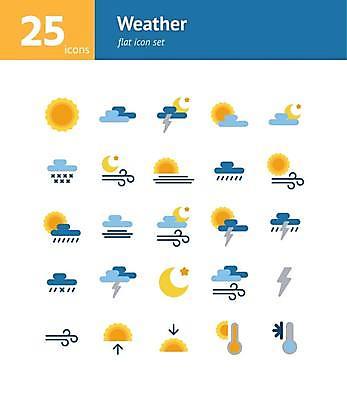 EPS 해외이미지 별 일러스트 바람 날씨 사람없음 파란색 태양 노란색 일출 일몰 눈 비 온도계 초승달 번개 일기예보 온도 해외일러스트 자연요소 컬러 노을 달 파일형식 벡터 이미지허브