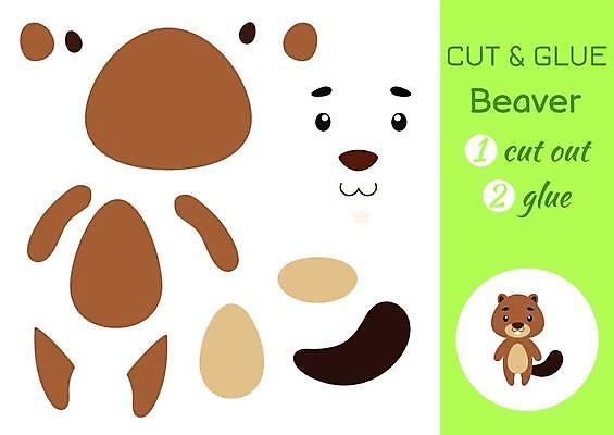 EPS 해외이미지 어린이교육 종이 조각 동물캐릭터 일러스트 놀이 사람없음 페이퍼아트 설치류 자르기 학습지 붙이기 비버 해외일러스트 일러캐릭터 동물 캐릭터 교육 모션 교재 파일형식 벡터 이미지허브