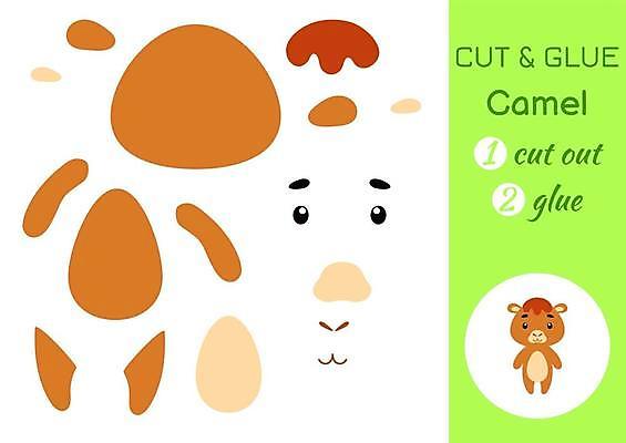 EPS 해외이미지 어린이교육 종이 조각 동물캐릭터 일러스트 놀이 사람없음 페이퍼아트 자르기 낙타 학습지 붙이기 해외일러스트 일러캐릭터 동물 캐릭터 교육 포유류 모션 교재 파일형식 벡터 이미지허브