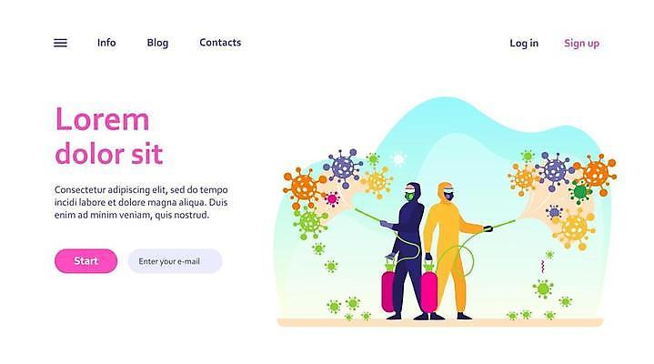 EPS 해외이미지 전신 템플릿 일러스트 성인 두명 바이러스 위생 방역 성인만 방역복 방역사 클린존 방역기 해외일러스트 직업 옷 사람 파일형식 벡터 이미지허브