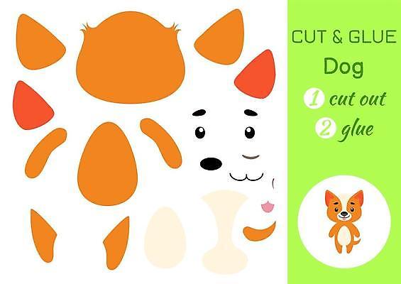 EPS 해외이미지 어린이교육 종이 조각 동물캐릭터 일러스트 놀이 사람없음 페이퍼아트 강아지 자르기 학습지 붙이기 해외일러스트 일러캐릭터 동물 캐릭터 교육 모션 교재 반려동물 개 파일형식 벡터 이미지허브