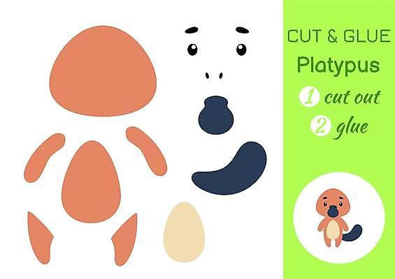 EPS 해외이미지 어린이교육 종이 조각 동물캐릭터 일러스트 놀이 사람없음 페이퍼아트 자르기 학습지 붙이기 오리너구리 해외일러스트 일러캐릭터 동물 캐릭터 교육 모션 교재 파일형식 벡터 이미지허브