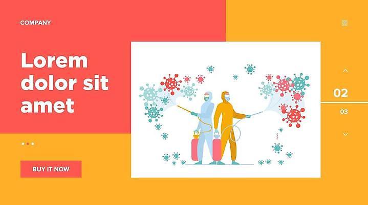 EPS 해외이미지 전신 템플릿 일러스트 성인 두명 바이러스 위생 방역 성인만 방역복 방역사 클린존 방역기 해외일러스트 직업 옷 사람 파일형식 벡터 이미지허브