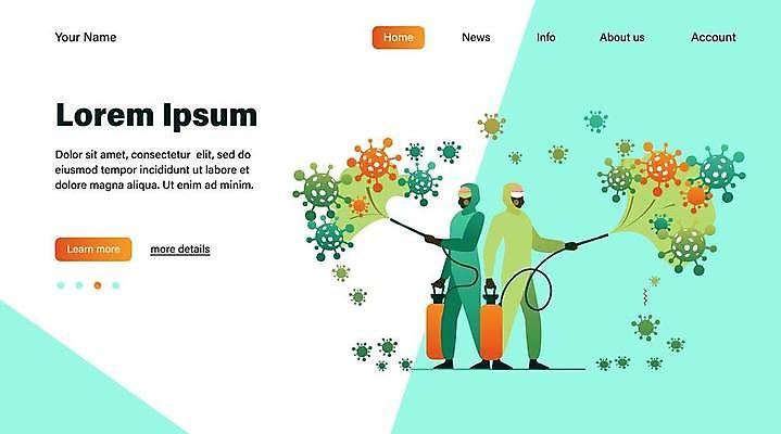 EPS 해외이미지 전신 템플릿 일러스트 성인 두명 바이러스 위생 방역 성인만 방역복 방역사 클린존 방역기 해외일러스트 직업 옷 사람 파일형식 벡터 이미지허브