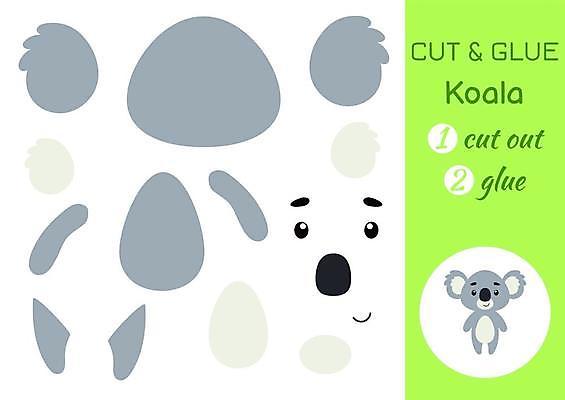 EPS 해외이미지 어린이교육 종이 조각 동물캐릭터 일러스트 놀이 사람없음 페이퍼아트 자르기 코알라 학습지 붙이기 해외일러스트 일러캐릭터 동물 캐릭터 교육 포유류 모션 교재 파일형식 벡터 이미지허브