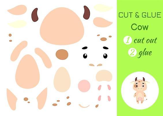 EPS 해외이미지 어린이교육 종이 조각 동물캐릭터 일러스트 놀이 사람없음 소 페이퍼아트 자르기 학습지 붙이기 해외일러스트 일러캐릭터 동물 캐릭터 교육 포유류 모션 교재 파일형식 벡터 이미지허브