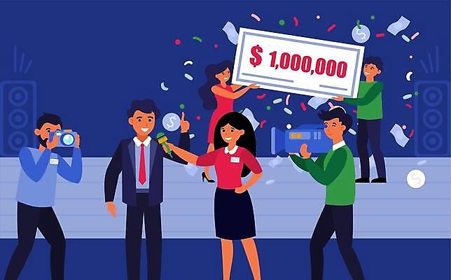 EPS 해외이미지 여자 남자 행복 일러스트 미소 들기 성인 카메라 질문 카메라맨 상패 마이크 그림 쇼 방송 인터뷰 당첨 상금 성인만 해외일러스트 감정 음향기기 모션 표정 사람 전자제품 사진사 상_우승 파일형식 벡터 이미지허브