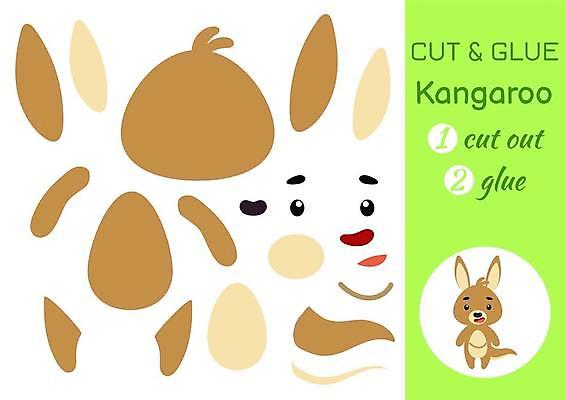 EPS 해외이미지 어린이교육 종이 조각 동물캐릭터 일러스트 놀이 사람없음 페이퍼아트 자르기 캥거루 학습지 붙이기 해외일러스트 일러캐릭터 동물 캐릭터 교육 포유류 모션 교재 파일형식 벡터 이미지허브