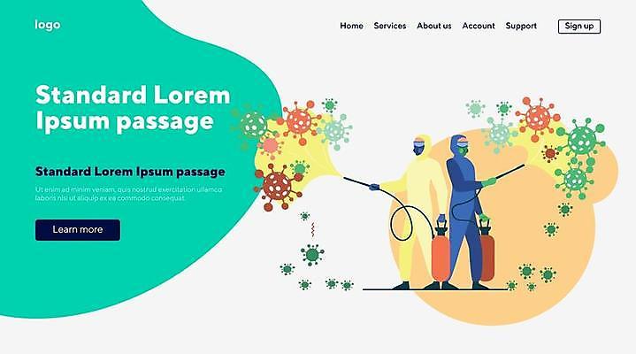 EPS 해외이미지 전신 템플릿 일러스트 성인 두명 바이러스 위생 방역 성인만 방역복 방역사 클린존 방역기 해외일러스트 직업 옷 사람 파일형식 벡터 이미지허브