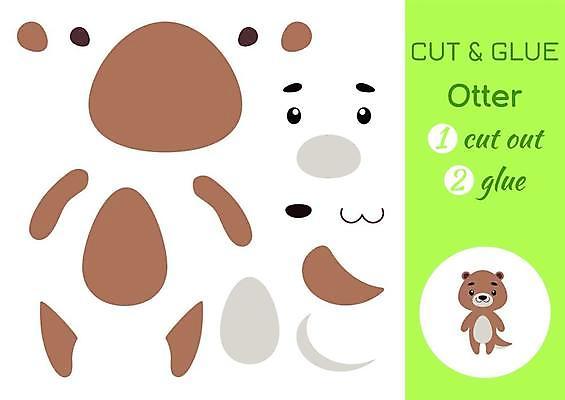 EPS 해외이미지 어린이교육 종이 조각 동물캐릭터 일러스트 놀이 사람없음 페이퍼아트 자르기 학습지 붙이기 수달 해외일러스트 일러캐릭터 동물 캐릭터 교육 모션 교재 파일형식 벡터 이미지허브