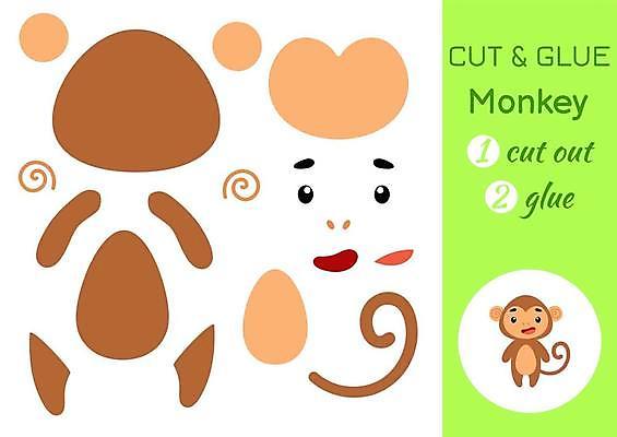 EPS 해외이미지 어린이교육 종이 조각 동물캐릭터 일러스트 놀이 사람없음 원숭이 페이퍼아트 자르기 학습지 붙이기 해외일러스트 일러캐릭터 동물 캐릭터 교육 포유류 모션 교재 파일형식 벡터 이미지허브