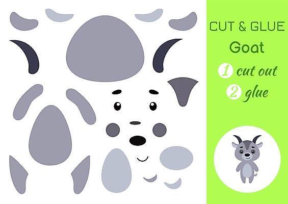 EPS 해외이미지 어린이교육 종이 조각 동물캐릭터 일러스트 놀이 염소 사람없음 페이퍼아트 자르기 학습지 붙이기 해외일러스트 일러캐릭터 동물 캐릭터 교육 포유류 모션 교재 파일형식 벡터 이미지허브