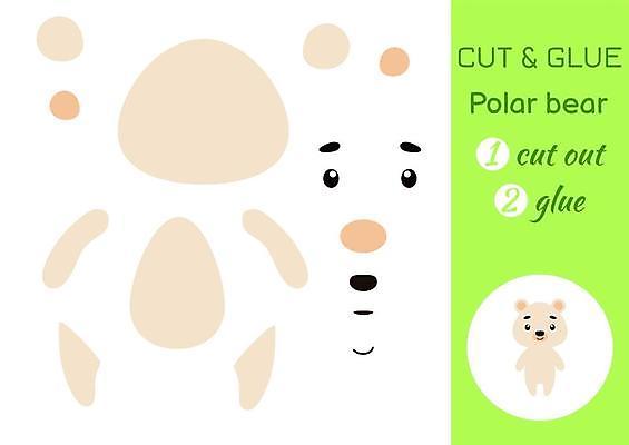 EPS 해외이미지 어린이교육 종이 조각 동물캐릭터 일러스트 놀이 사람없음 페이퍼아트 자르기 북극곰 학습지 붙이기 해외일러스트 일러캐릭터 동물 캐릭터 교육 곰 모션 교재 파일형식 벡터 이미지허브