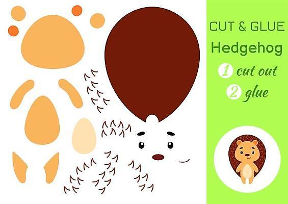 EPS 해외이미지 어린이교육 종이 조각 동물캐릭터 일러스트 놀이 사람없음 페이퍼아트 자르기 학습지 고슴도치 붙이기 해외일러스트 일러캐릭터 동물 캐릭터 교육 포유류 모션 교재 파일형식 벡터 이미지허브