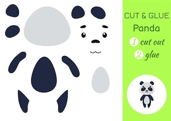 EPS 해외이미지 어린이교육 종이 조각 동물캐릭터 일러스트 놀이 사람없음 페이퍼아트 판다 자르기 학습지 붙이기 해외일러스트 일러캐릭터 동물 캐릭터 교육 곰 모션 교재 파일형식 벡터 이미지허브