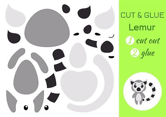 EPS 해외이미지 어린이교육 종이 조각 동물캐릭터 일러스트 놀이 사람없음 페이퍼아트 자르기 학습지 붙이기 여우원숭이 해외일러스트 일러캐릭터 동물 캐릭터 교육 모션 교재 원숭이 파일형식 벡터 이미지허브