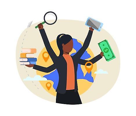 EPS 해외이미지 여자 지구 지폐 일러스트 돋보기 한명 들기 상반신 성인 책 스마트폰 비즈니스우먼 바쁨 얼굴없음 성인여자한명만 해외일러스트 1 돈 비즈니스 모션 사람 핸드폰 스마트기기 직장인 여자한명만 성인여자만 파일형식 벡터 이미지허브