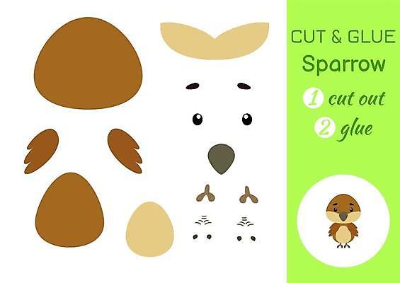 EPS 해외이미지 어린이교육 종이 조각 동물캐릭터 일러스트 놀이 사람없음 페이퍼아트 자르기 참새 학습지 붙이기 해외일러스트 일러캐릭터 동물 캐릭터 교육 모션 조류 교재 파일형식 벡터 이미지허브