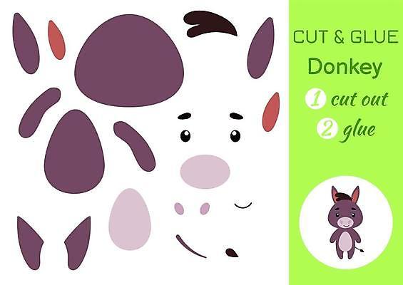 EPS 해외이미지 어린이교육 종이 조각 동물캐릭터 일러스트 놀이 사람없음 페이퍼아트 자르기 당나귀 학습지 붙이기 해외일러스트 일러캐릭터 동물 캐릭터 교육 모션 교재 말_동물 파일형식 벡터 이미지허브