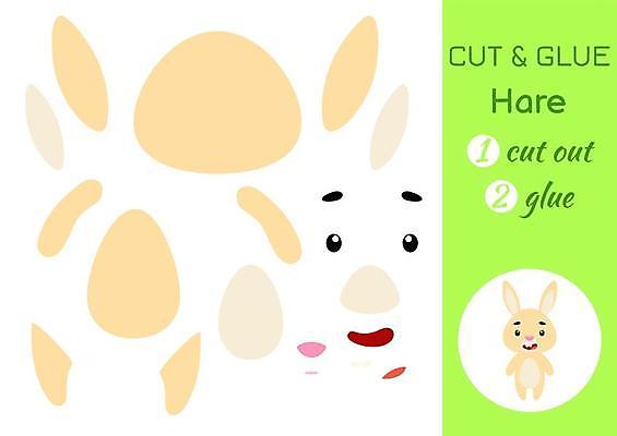 EPS 해외이미지 어린이교육 종이 조각 동물캐릭터 일러스트 놀이 사람없음 페이퍼아트 자르기 산토끼 학습지 붙이기 해외일러스트 일러캐릭터 동물 캐릭터 교육 모션 교재 토끼 파일형식 벡터 이미지허브