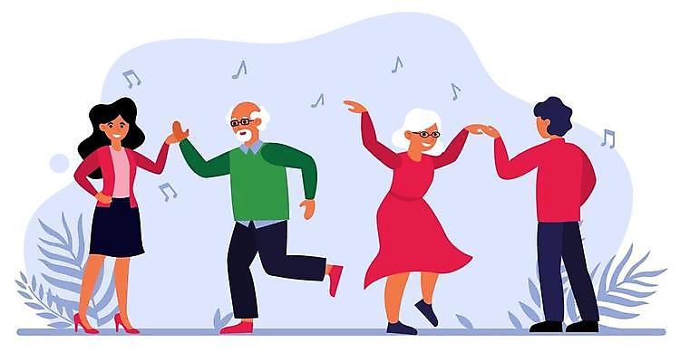 EPS 해외이미지 전신 라이프스타일 커플 여자 노년 남자 일러스트 서기 여러명 성인 손잡기 춤 댄스교실 해외일러스트 다수 관계 모션 수업 문화예술 사람 생활 파일형식 벡터 이미지허브