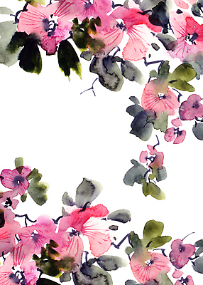 포토 JPG 해외이미지 꽃잎 꽃 줄기 잎 일러스트 캘리그라피 붓터치 수묵화 미술 사람없음 동양화 번짐 해외일러스트 식물 문화예술 파일형식 효과 이미지허브