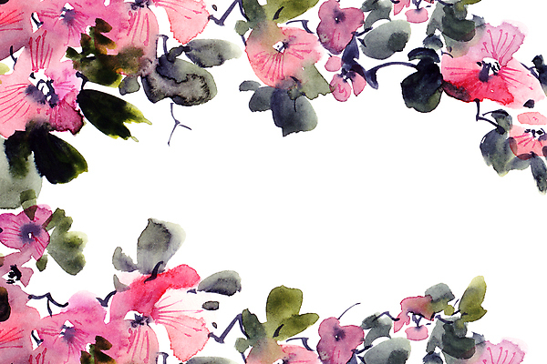 포토 JPG 해외이미지 꽃잎 꽃 줄기 잎 일러스트 캘리그라피 붓터치 수묵화 미술 사람없음 동양화 번짐 해외일러스트 식물 문화예술 파일형식 효과 이미지허브