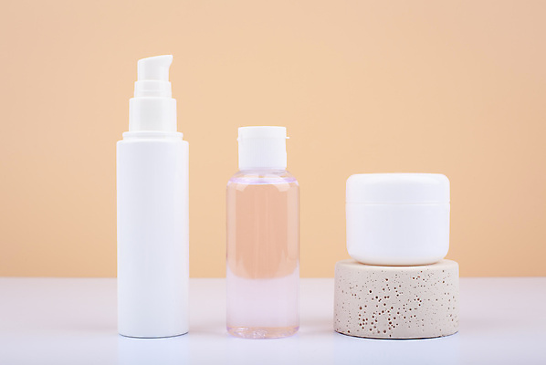 포토 JPG 해외이미지 실내 사람없음 화장품 스킨케어 공병 목업 베이지색배경 해외포토 백그라운드 내부 뷰티 베이지색 병_담는 파일형식 이미지허브