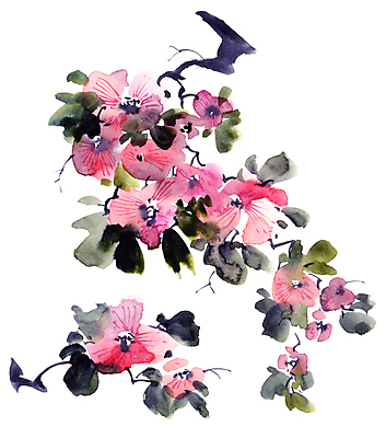 포토 JPG 해외이미지 꽃잎 꽃 줄기 잎 일러스트 캘리그라피 붓터치 수묵화 미술 사람없음 나뭇가지 동양화 번짐 해외일러스트 나무 식물 문화예술 파일형식 효과 이미지허브