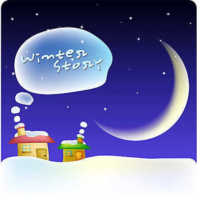 EPS 사계절 계절 별 겨울 일러스트 자연 하늘 주택 풍경 사람없음 야외 달 눈 야간 초승달 국내일러스트 자연요소 날씨 건물 생태계 파일형식 벡터