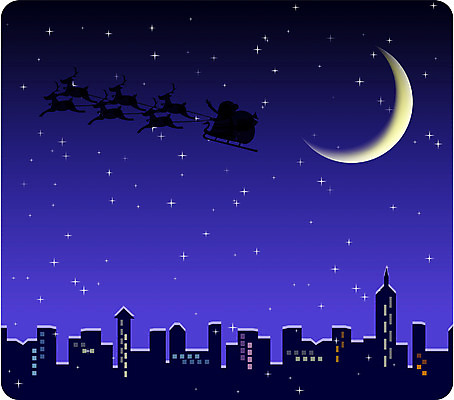 EPS 사계절 계절 기념일 크리스마스 겨울 야경 일러스트 빌딩 사람없음 야외 산타클로스 달 눈 도시 초승달 썰매 국내일러스트 자연요소 날씨 이벤트 건물 야간 파일형식 벡터 풍경_경치