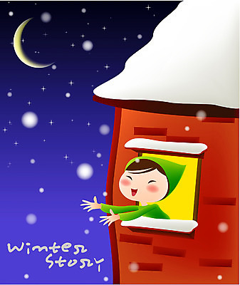 EPS 시설물 사계절 계절 여자 현대건축 건축 어린이 크리스마스 겨울 일러스트 창문 자연 주택 사람 풍경 야외 달 눈 건축부분 야간 초승달 여자만 어린이만 소녀만 국내일러스트 자연요소 건축물 기념일 날씨 건물 생태계 파일형식 벡터