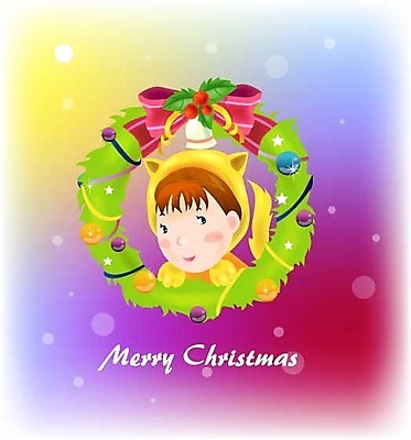 EPS 계절 여자 기념일 남자 초등학생 어린이 크리스마스장식 크리스마스 겨울 일러스트 한명 사람 소녀 화환 벽걸이 어린이만 국내일러스트 1 학생 꽃 이벤트 파일형식 벡터