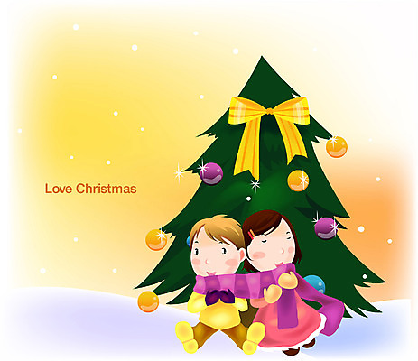 EPS 커플 계절 여자 기념일 남자 어린이 크리스마스 겨울 일러스트 사람 소녀 소년 두명 크리스마스트리 목도리 로맨틱 어린이만 국내일러스트 잡화 컨셉 관계 이벤트 파일형식 벡터