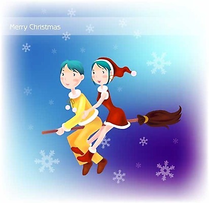 EPS 커플 계절 여자 기념일 남자 크리스마스 겨울 일러스트 사람 소년 청년 야외 두명 산타클로스 로맨틱 야간 빗자루 마법빗자루 청년만 성인만 국내일러스트 자연요소 어린이 컨셉 관계 이벤트 성인 청소도구 파일형식 벡터